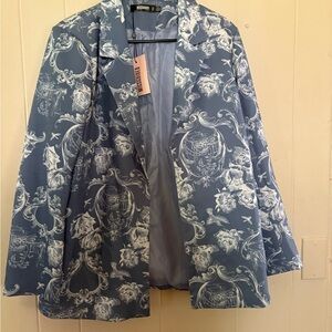 Missguided + Blue Floral Blazer